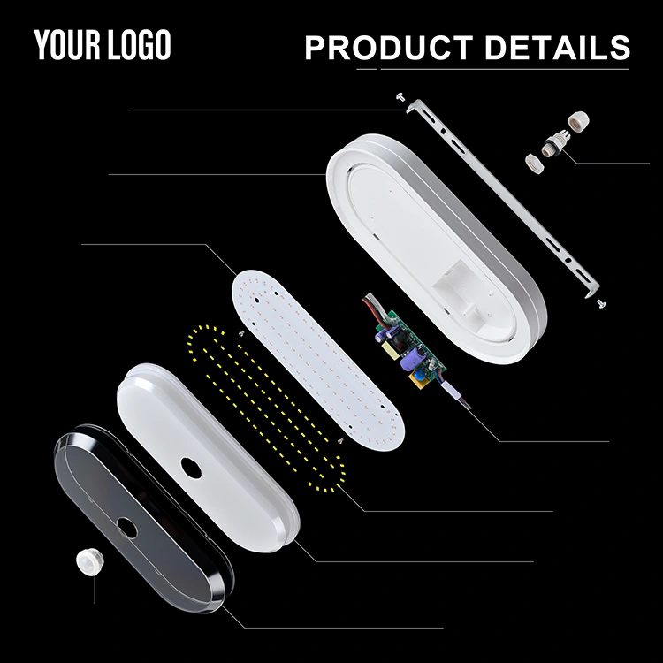 SKD SENSOR 25W  PC double diffuser oval shape bulkhead Lamp
